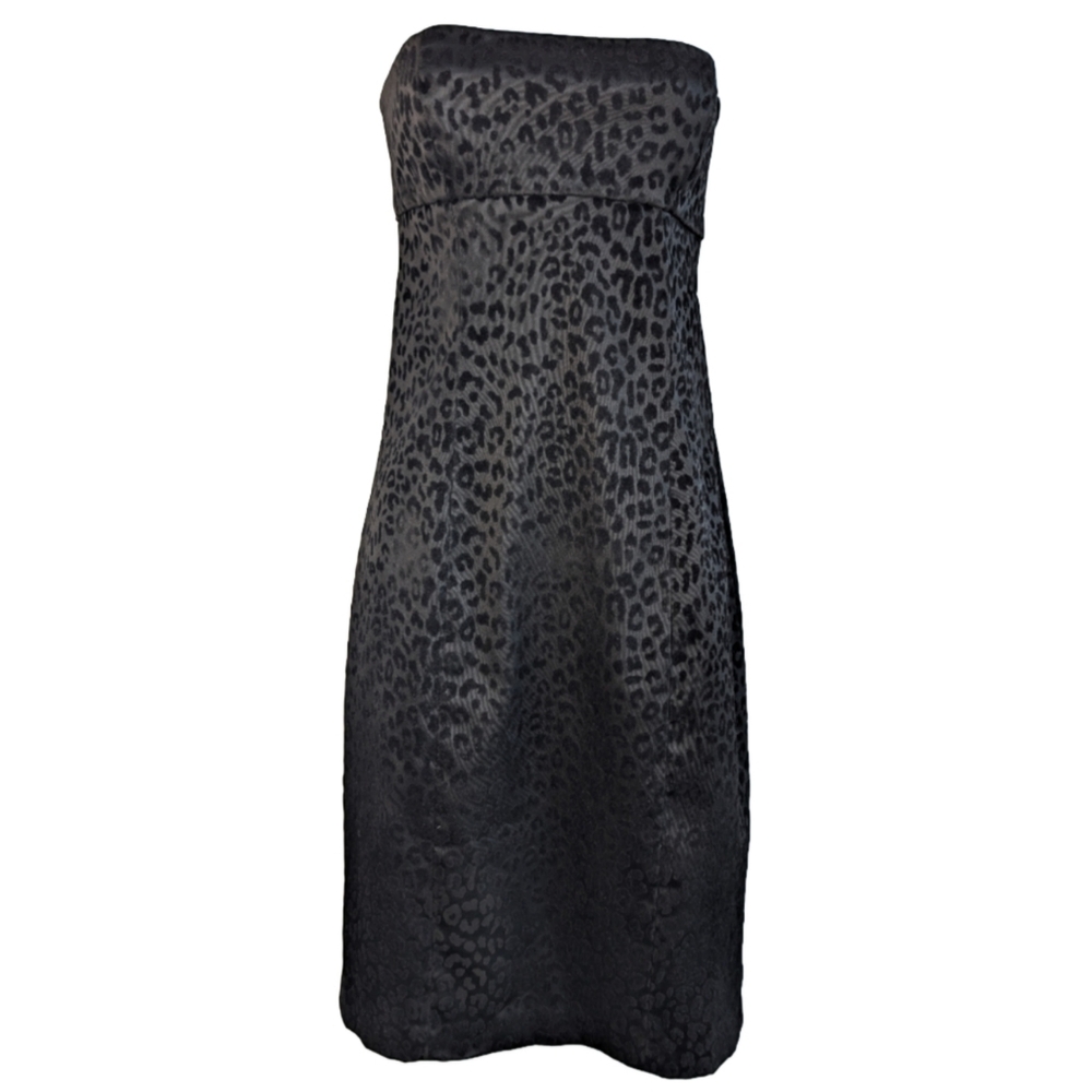 Vintage Guess Jeans Women's Size 9 Black Animal Print Strapless‎ BodyCon Dess